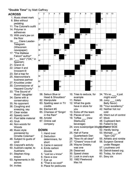 Image via Thomas Joseph Crossword. . Crossword puzzles thomas joseph
